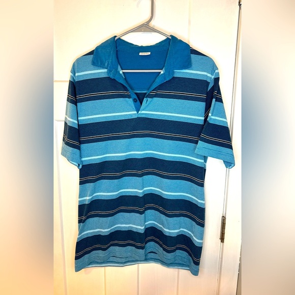 Gioberti Shirt Mens Polo M Striped Collard SS E1.2 - Picture 1 of 9